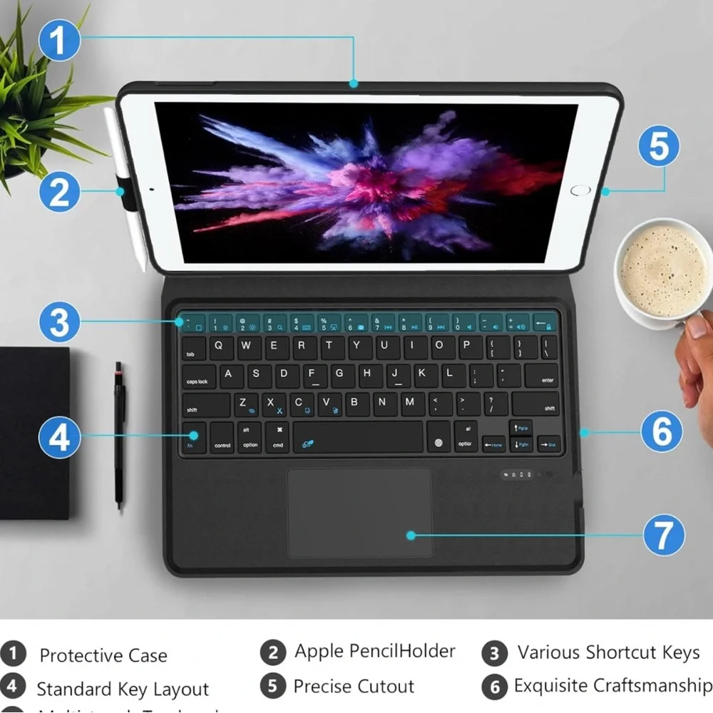 BJCGFVH6 IPad Keyboard Case for iPad9/8/7th Gen 10.2inch/iPad Pro 10.5